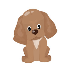 Vector illustration of dog breed cocker spaniel on a white background in cartoon style. Cute puppy.