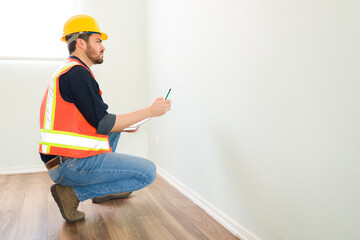 Contractor checking if the wall is well painted