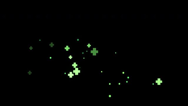 An animation of floating green crosses and do in 4K - perfect for healthcare background