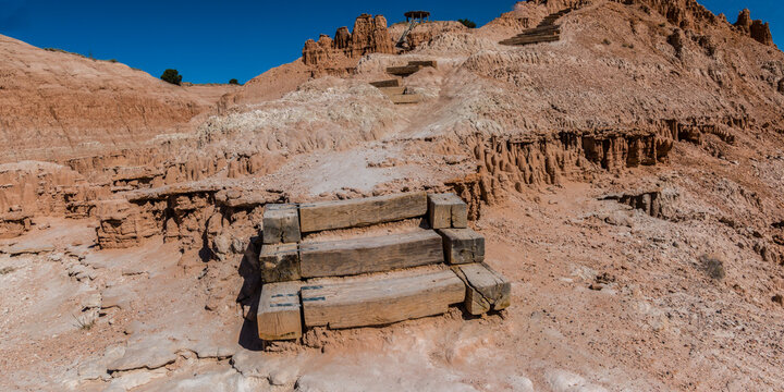 Pavilion and Miller Point Overlook From The Bottom of Juniper Draw, Cathedral Gorge State Park, Nevada, USA