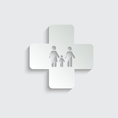 paper  clinic icon, family hospital icon vector cross dsign