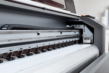 large format printing machine, printing plotter. technology concept.