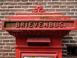 Foto op Canvas Historic mailbox on the facade of the former city hall of Nieuwpoort, Zuid-Holland Province, The Netherlands © Holland-PhotostockNL