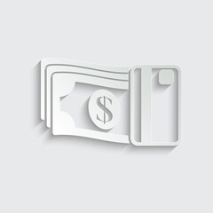 paper payment icon money with bank card sign vector 