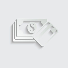 paper payment icon money with bank card sign vector 