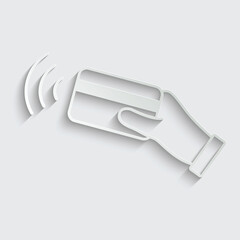 paper hand holding credit card icon vector 