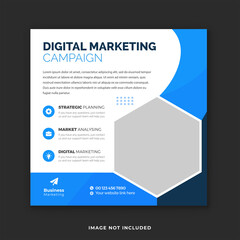 Digital marketing agency Instagram and Facebook post template. Creative corporate business social media post banner template.
