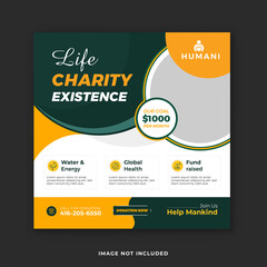 Charity & Donation Instagram templates. Charity fundraiser Social media post template.