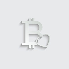 paper Bitcoin sign. Cryptocurrency symbol. cryptocurrency icon.  Blockchain-based secure cryptocurrency. Vector icon for web site design, app. 