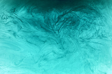 Abstract blue-green ocean, paint in water background. swirl of splashes and waves in motion. Fluid art wallpaper, liquid vibrant colors