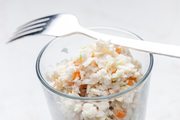 coleslaw salad served in glass