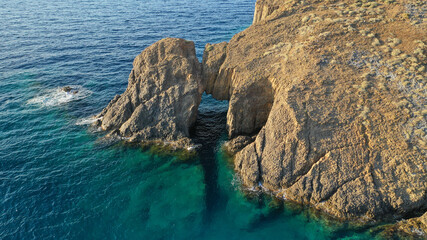 Aerial drone photo of unique rocky volcanic Glaronisia or Sea Gull islets formed thousand years ago...