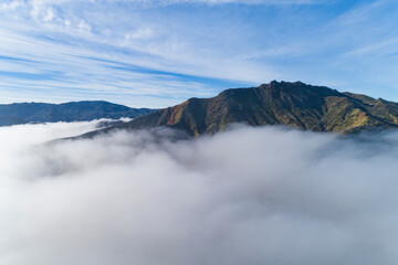Fototapeta na wymiar Malibu Santa Monica Mountains Daytime Misty Covered, California 