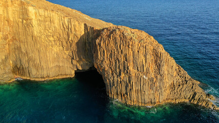 Aerial drone photo of unique rocky volcanic Glaronisia or Sea Gull islets formed thousand years ago...