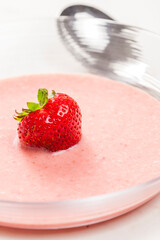 still life of summer strawberry soup