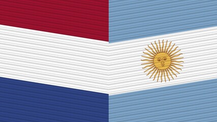 Argentina and Canada Two Half Flags Together Fabric Texture Illustration