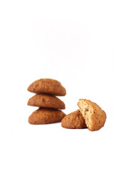Fototapeta na wymiar a pile of oatmeal cookies isolated on white background