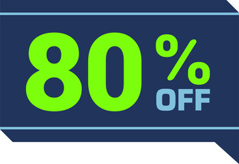80% off. discount on dark gray and green sale tag, gift card text box. percentage discount number on the badge. Flat offer stamp. for use in online stores, flyers and digital marketing