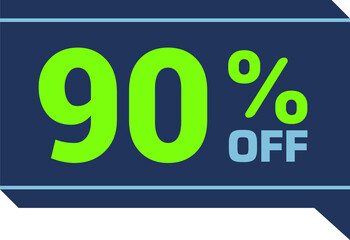 90% off. discount on dark gray and green sale tag, gift card text box. percentage discount number on the badge. Flat offer stamp. for use in online stores, flyers and digital marketing