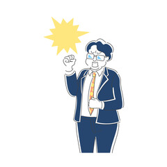 怒るスーツの男性　トゲトゲ吹き出し付き