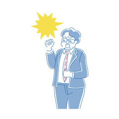 怒るスーツの男性　トゲトゲ吹き出し付き