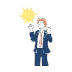 怒るスーツの男性　トゲトゲ吹き出し付き