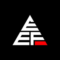 EEF triangle letter logo design with triangle shape. EEF triangle logo design monogram. EEF triangle vector logo template with red color. EEF triangular logo Simple, Elegant, and Luxurious Logo. EEF 