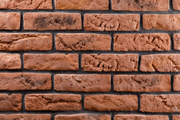 Red brick stone background, decorative red old brick, stone texture