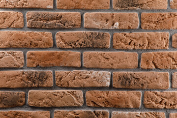 Red brick stone background, decorative red old brick, stone texture