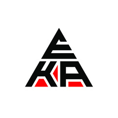 EKA triangle letter logo design with triangle shape. EKA triangle logo design monogram. EKA triangle vector logo template with red color. EKA triangular logo Simple, Elegant, and Luxurious Logo. EKA 