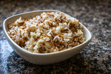 Bowl of cooked rice