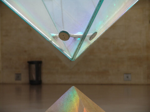 PARIS, FRANCE - Aug 10, 2010: Closeup Of The Inverted Triangle At The Louvre Museum In Paris, France