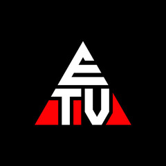 ETV triangle letter logo design with triangle shape. ETV triangle logo design monogram. ETV triangle vector logo template with red color. ETV triangular logo Simple, Elegant, and Luxurious Logo. ETV 