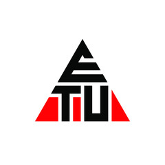 ETU triangle letter logo design with triangle shape. ETU triangle logo design monogram. ETU triangle vector logo template with red color. ETU triangular logo Simple, Elegant, and Luxurious Logo. ETU  