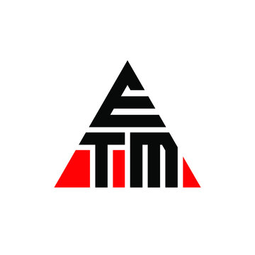 ETM triangle letter logo design with triangle shape. ETM triangle logo design monogram. ETM triangle vector logo template with red color. ETM triangular logo Simple, Elegant, and Luxurious Logo. ETM 