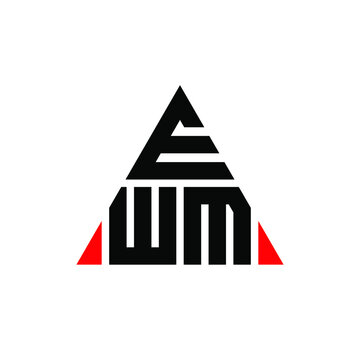 EWM triangle letter logo design with triangle shape. EWM triangle logo design monogram. EWM triangle vector logo template with red color. EWM triangular logo Simple, Elegant, and Luxurious Logo. EWM 