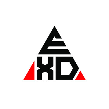 EXD triangle letter logo design with triangle shape. EXD triangle logo design monogram. EXD triangle vector logo template with red color. EXD triangular logo Simple, Elegant, and Luxurious Logo. EXD 