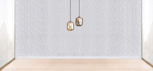 modern bright interior and lamp. 3D illustration