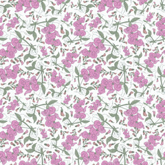 Seamless botanical light pattern with polka dots flowers
