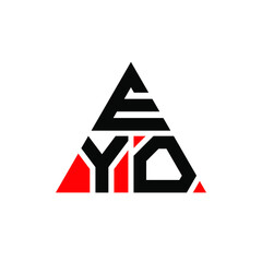 EYO triangle letter logo design with triangle shape. EYO triangle logo design monogram. EYO triangle vector logo template with red color. EYO triangular logo Simple, Elegant, and Luxurious Logo. EYO 