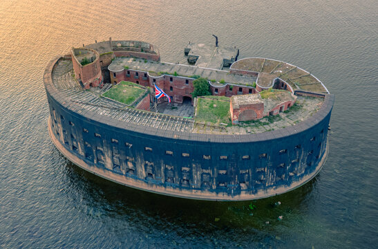 Fort Alexander on an artificial island in the Gulf of Finland near St. Petersburg and Kronstadt