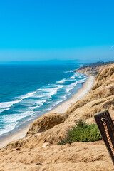 The beautiful California coast near blacks beach in San Diego County, California. A wonderful cloudless day!