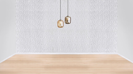 modern bright interior and lamp. 3D illustration