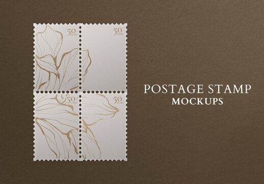 Vintage Postage Stamps Mockup