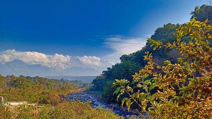 Obraz premium Natural Landscape with river and clouds