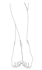 Silhouettes of human legs, foot in modern one line style. Continuous line drawing, aesthetic outline for home decor, posters, wall art, stickers, logo. Vector illustration.