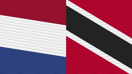 Trinidad and Tobago and Canada Two Half Flags Together Fabric Texture Illustration