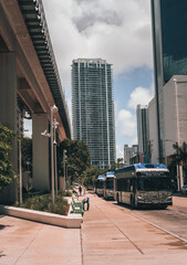 downtown city Miami Florida bus building America  