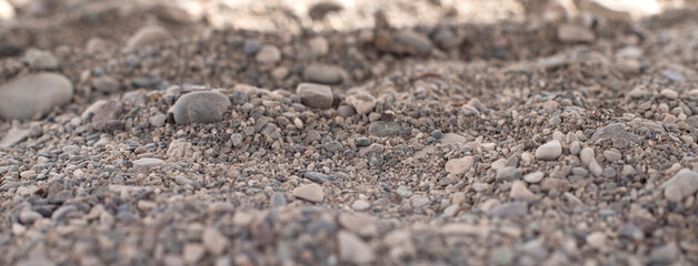 Background image of small stones. Pebbles. Macro