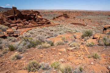 Ancient Indian ruins at Wupatki National Monument in Arizona - largest free standing pueblo